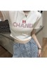 シャネル ｔシャツ 黒白 小香風 人気 ショットファション モノグラム